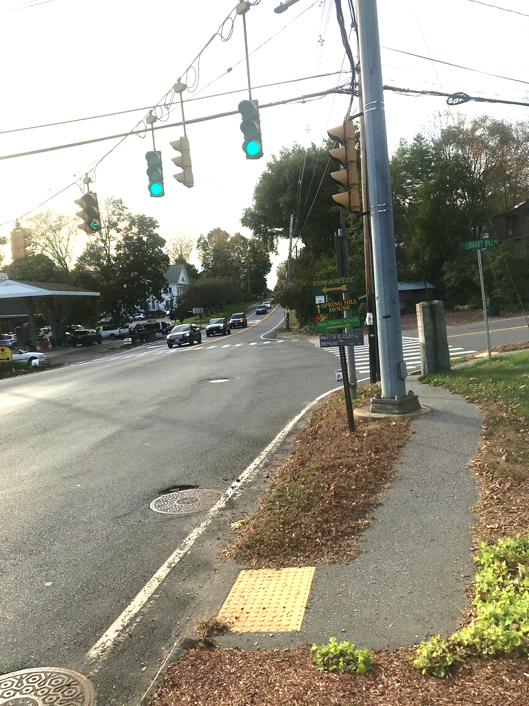 Figure 6 - Great Road (Route 117 and 62) Crossing on Northeast Intersection Corner with Pedestrian Detectable Warning Strip Lacking Crosswalk Figure 6 - Great Road (Route 117 and 62) Crossing on Northeast Intersection Corner with Pedestrian Detectable Warning Strip Lacking Crosswalk